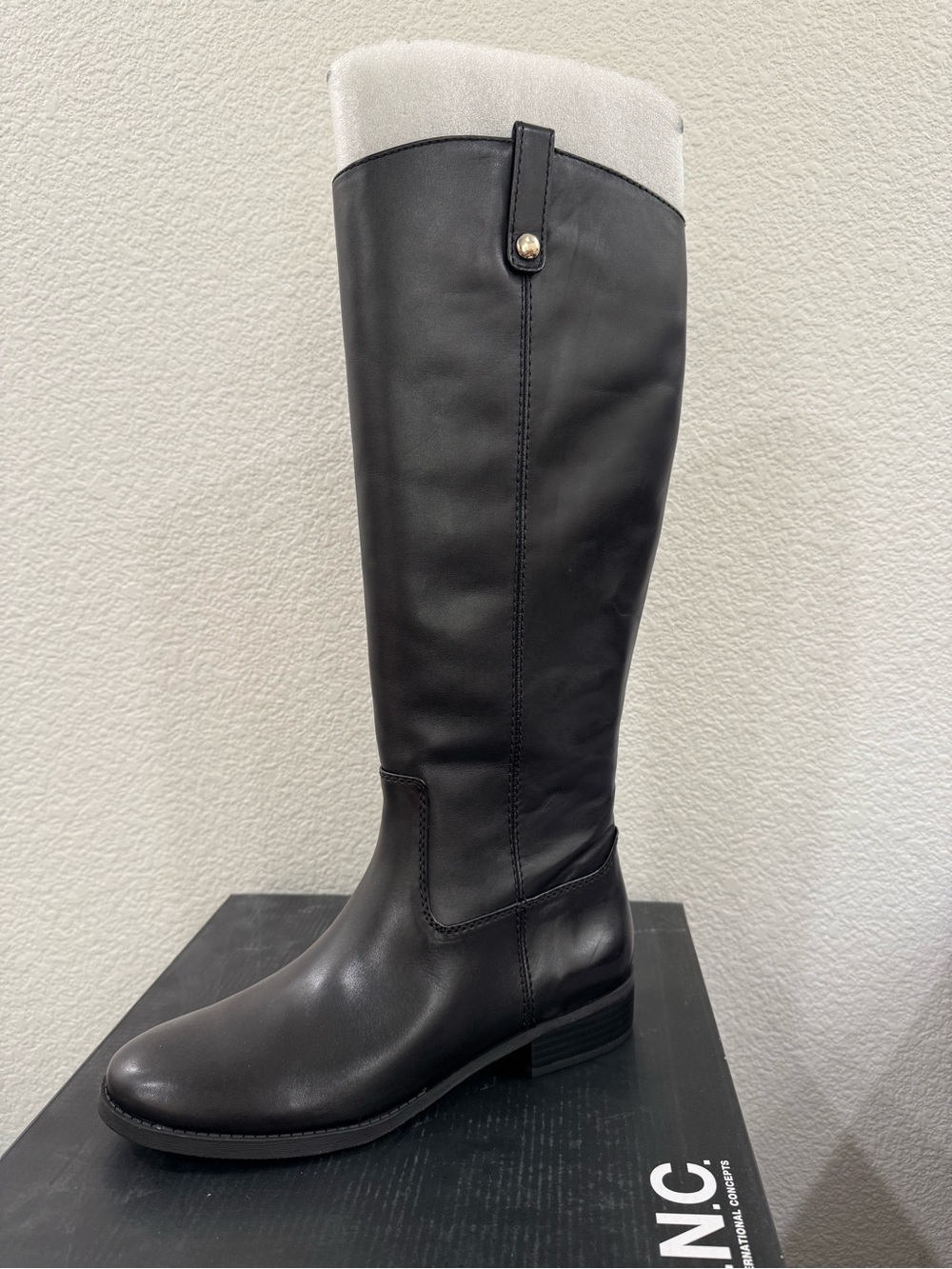 NWT Womens INC Classic Black Knee-High Leather Riding Boots